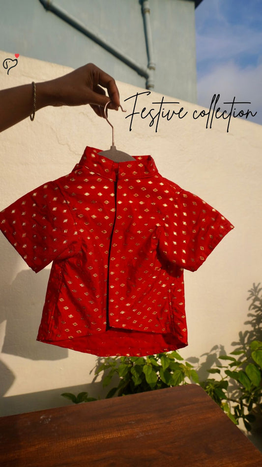 Red festive kurta for dogs and cats