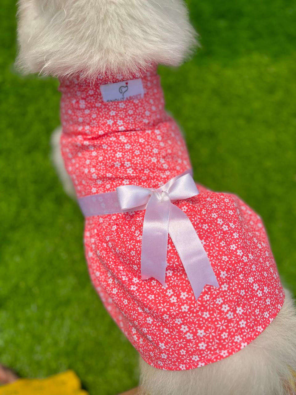 Red floral casual printed dress