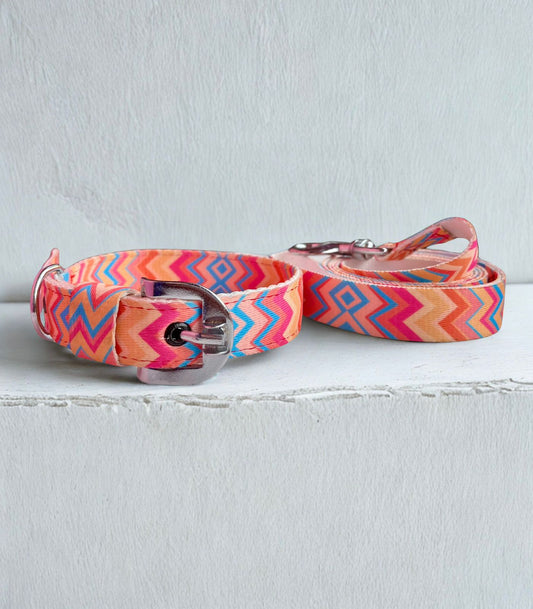 Chevron print collar & leash set