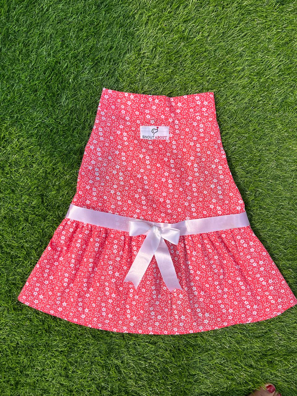 Red floral casual printed dress