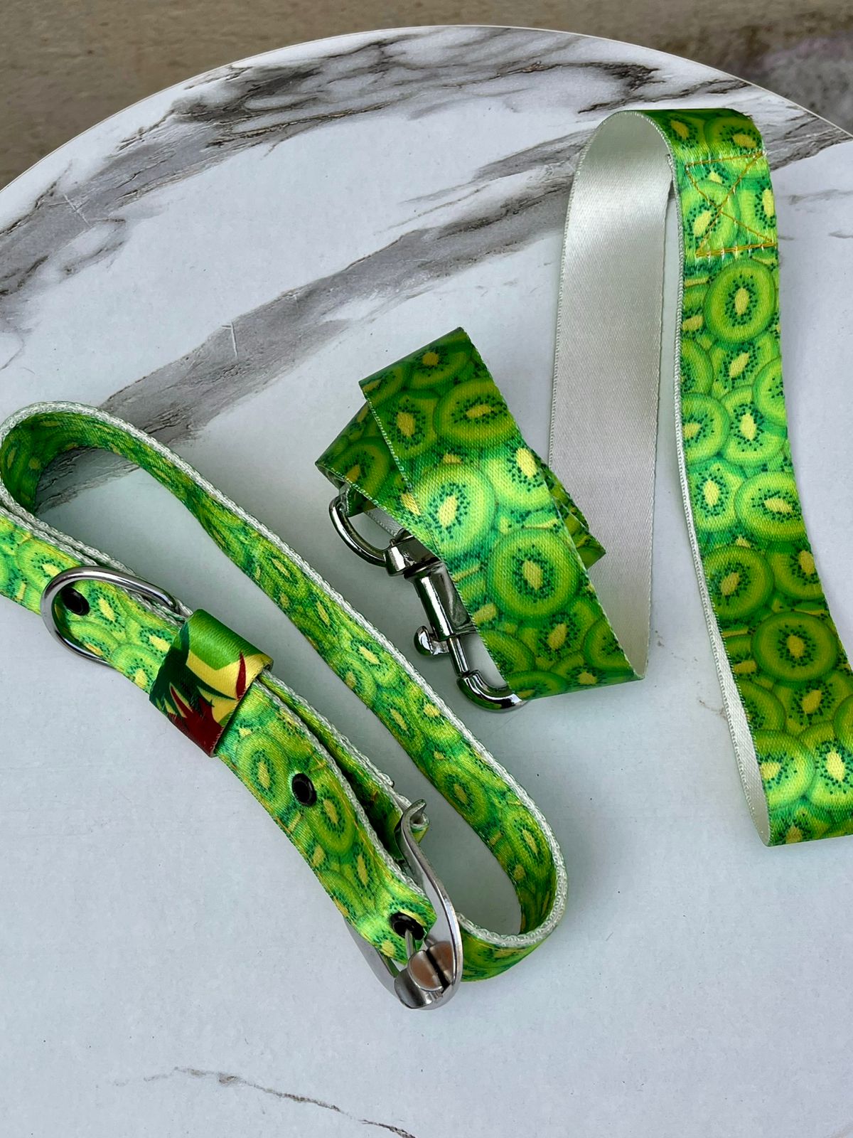 Kiwi pop collar & leash set