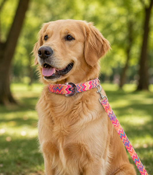 Chevron print collar & leash set