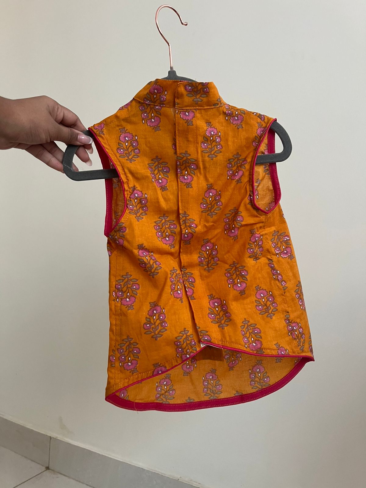 Yellow cotton ethnic kurta for pets